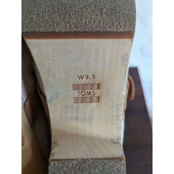 Toms Elisa Canvas Embroidered Wooden Heeled Clog Shoes - Size 9.5 - Picture 8 of 11